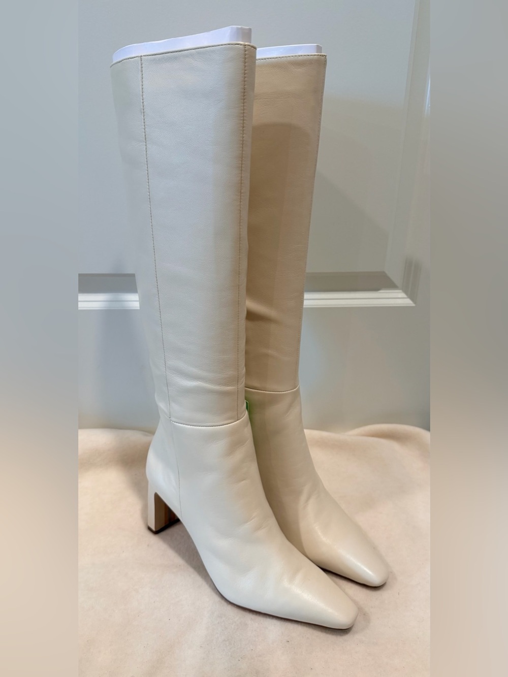 Sam Edelman Women’s Sylvia Leather Knee High Boots in Modern Ivory Size 8.5